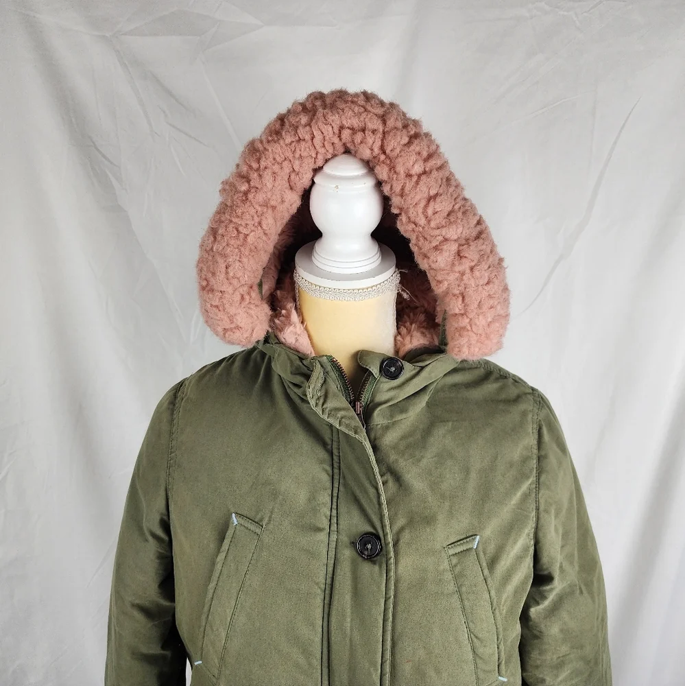 Boden Girls Sherpa Lined Hooded Puffer Coat Parka Jacket sz 13-14Y